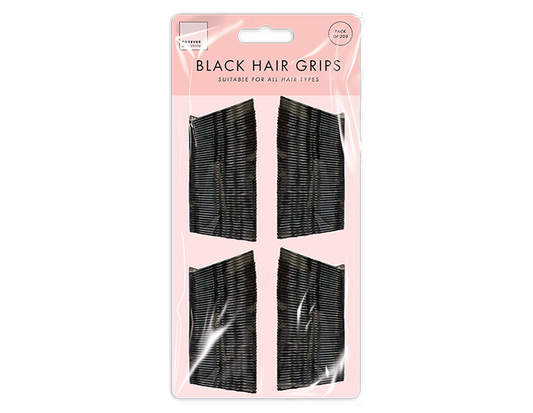Black Hair Grips - 200 Pack