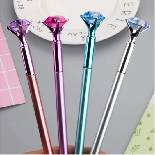 Black Ink Pen Diamond Head Metallic Style Assorted Colours 18cm