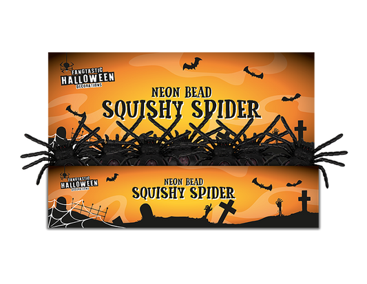 Black Neon Bead Squishy Spider PDQ