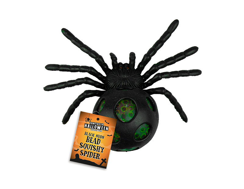 Black Neon Bead Squishy Spider PDQ
