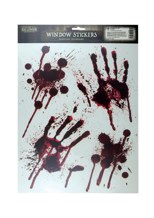 Bloody Hand Window Stickers Removable Reusable Halloween Decorations