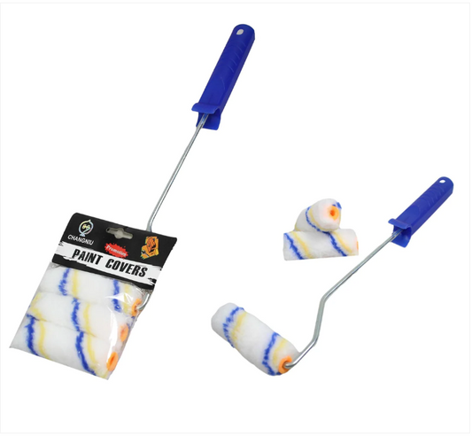 Blue Handle Paint Roller Set With 3 Roller Heads For Walls Ceilings 39 cm
