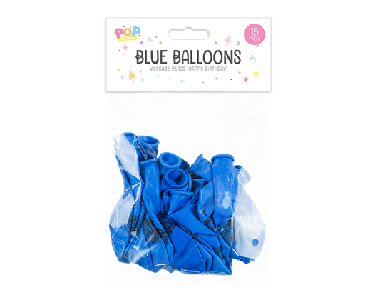 Blue Happy Birthday Balloons - 15 Pack