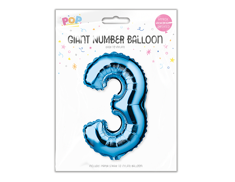 Blue Foil Number Balloon 65cm