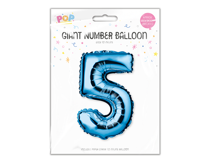 Blue Foil Number Balloon 65cm
