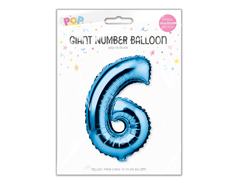 Blue Foil Number Balloon 65cm