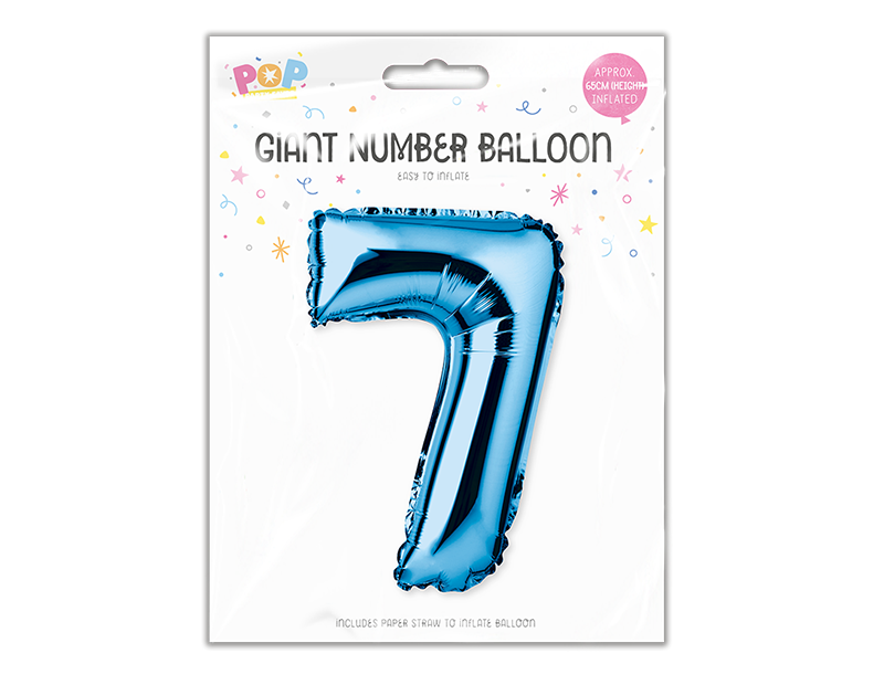 Blue Foil Number Balloon 65cm