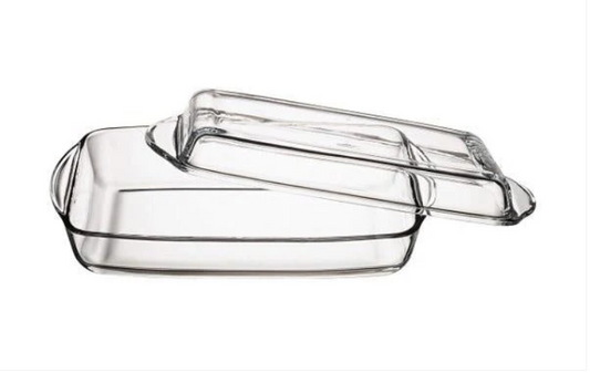 Borcam Casserole Dish With Lid Oven Cooking Baking Glass Dish 2.75 + 1.3 Litre