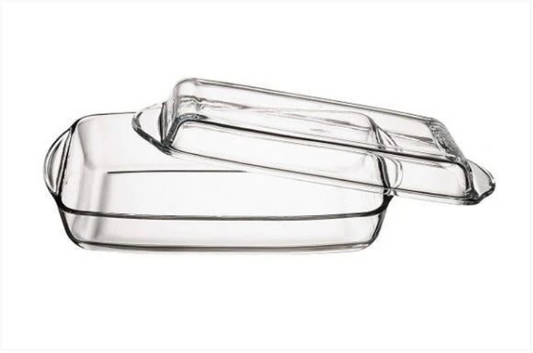 Borcam Glass Casserole Oven Baking Dish With Lid 1.30 Litre + 0.9 Litre