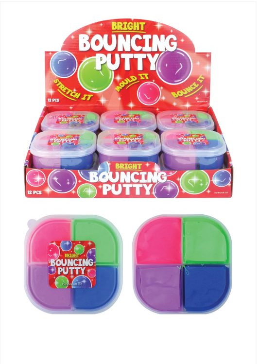 Bouncing Putty Stretchy Squeezing Childrens Fun Putty 4 Tone Tub 8.5cm x 3.cm