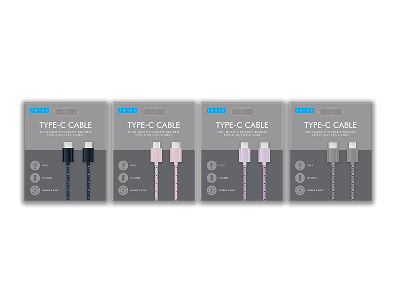Braided Type C To Type C Cable 1m