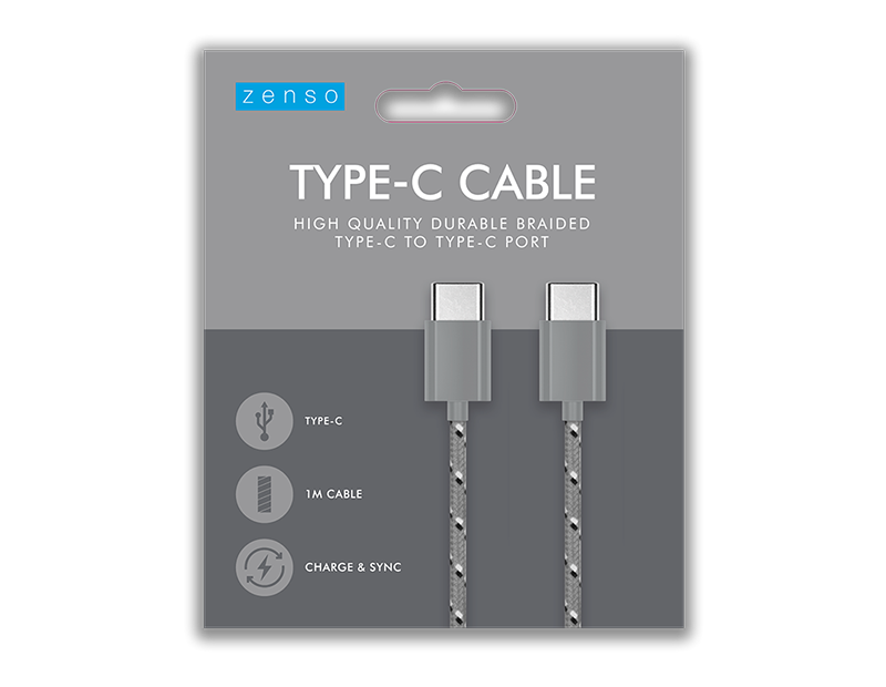 Braided Type C To Type C Cable 1m