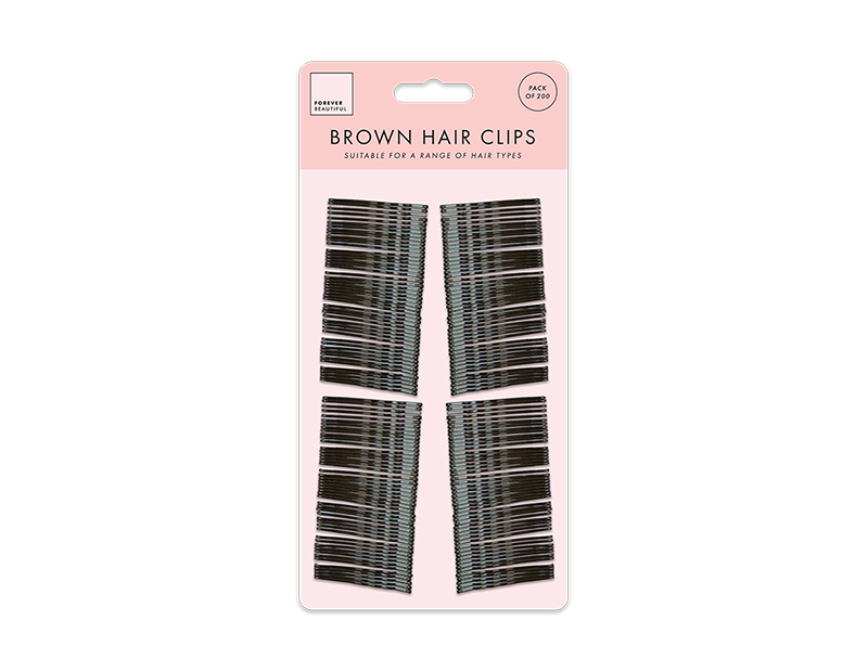 Brown Hair Grips - 200 Pack