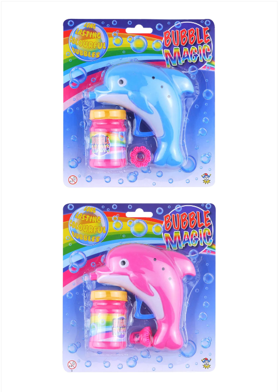 Bubble Gun Friction Dolphin Bubble Blower With Bubble Liquid Tub Blue Pink