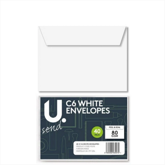 C6 White Envelope Home Office Use Envelopes 40 Pack