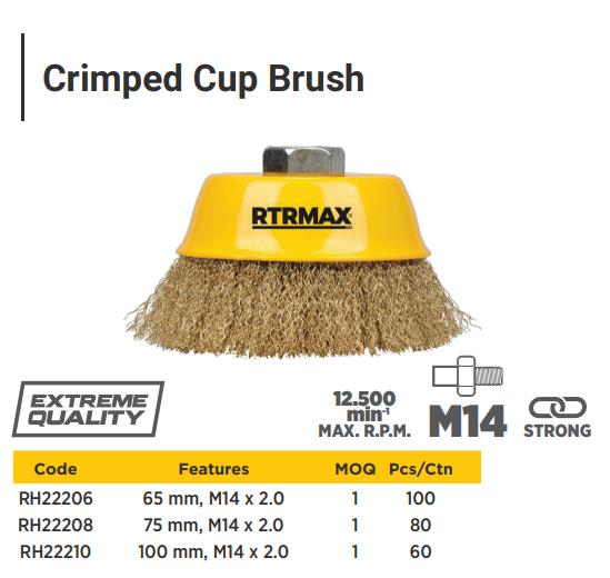 CRIMPED CUP BRUSH 100MM M14*2.0