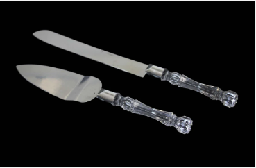 Cake Knife And Server 2 in 1 Crystal Plastic Handle 25 / 30 cm