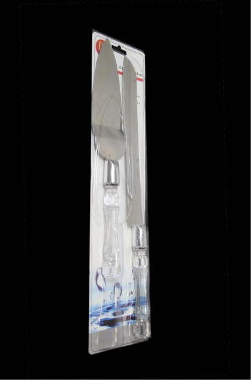 Cake Knife And Server 2 in 1 Crystal Plastic Handle 25 / 30 cm