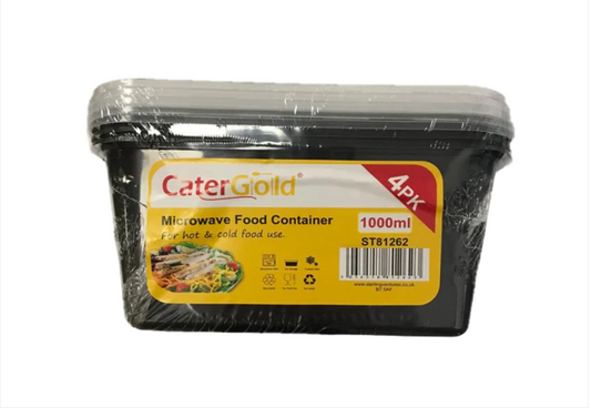 CaterGold Black Base Plastic Food Storage Containers 500cc Pack of 6