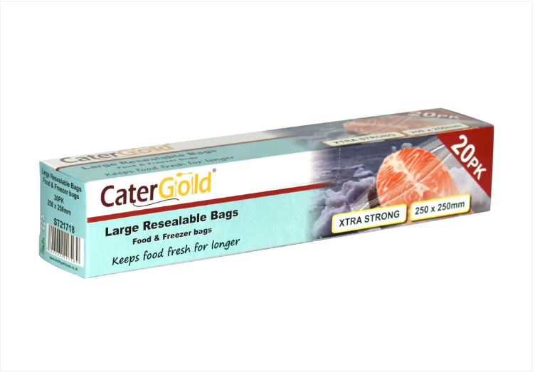 CaterGold Large Freezer Seal Bags 250 x 250 mm Pack of 20