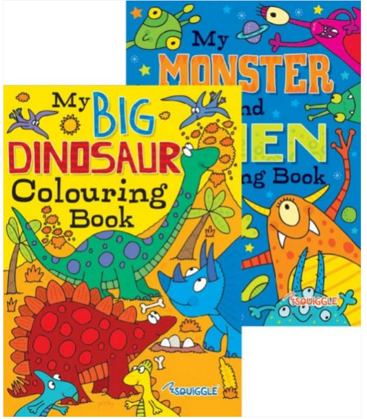 Children's Fun Colouring In Books Monsters And Dinosaur Theme Books 36 Pages A4
