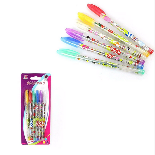 Children's Gel Pens Stationary Pack of 6 Colours