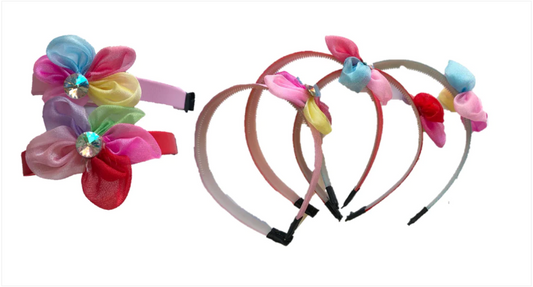 Children's Girl's Hair Head Band with Flower Decoration Assorted Colours