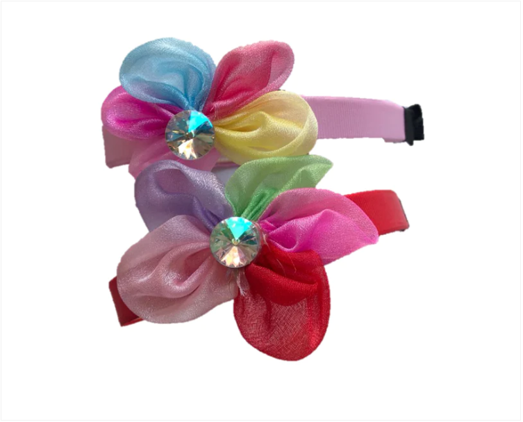 Children's Girl's Hair Head Band with Flower Decoration Assorted Colours
