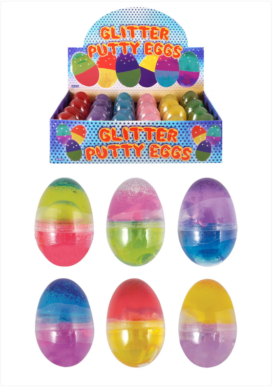 Childrens Fun Glitter Putty Egg Two Tone Shiny Glitter Putty 6 x 4cm