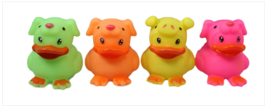 Childrens Fun Squeaky Duck Bubble Bath Toy 4 Assorted Colours 7cm