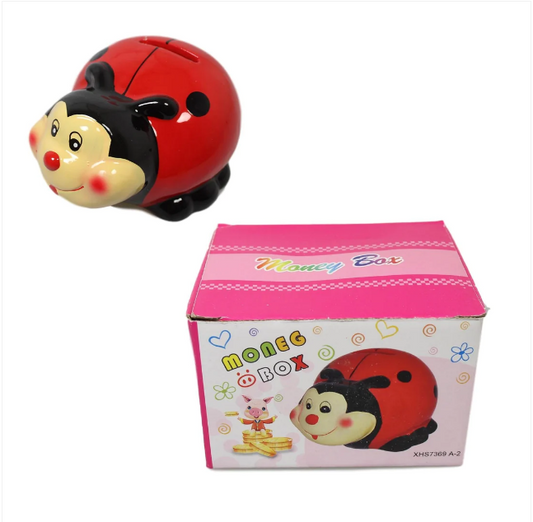 hildrens LadyBird Piggy Bank Ceramic Money Saving Bank For Kids 10 x 7cm
