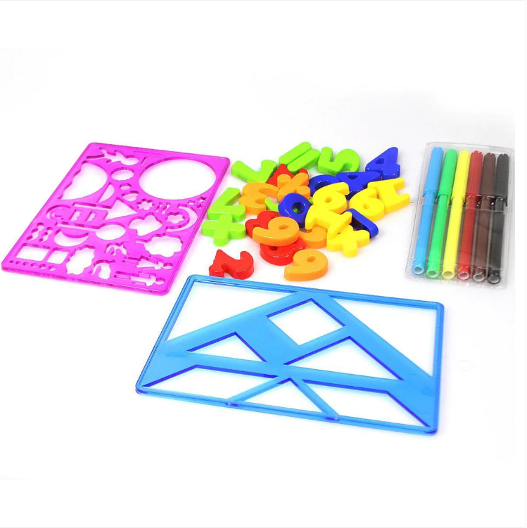 Childrens Magnetic Numbers Stencils Felt Tip Pens Set Fridge Magnets Study Home