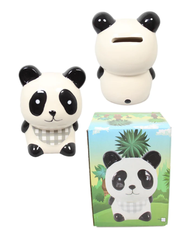Childrens Panda Ceramic Piggy Money Bank Fun Panda With Coin Slot 10 x 8cm
