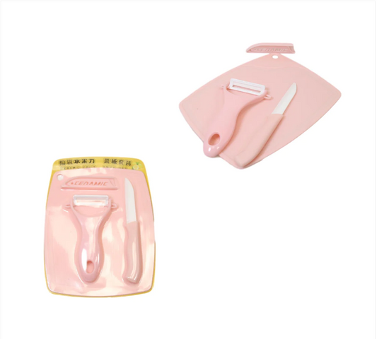 Childrens Plastic Kitchen Set Peeler 2 Pack Knife and Peeler 20cmx 15cm Board