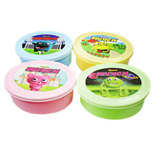 Childrens Round School Pack Lunch Boxes In Assorted Cartoon Styles And Colours