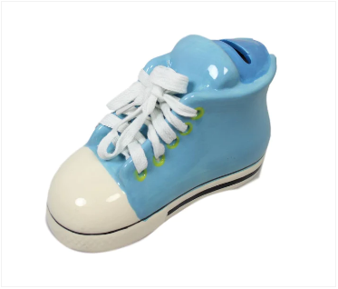Childrens Shoe Shaped With Laces Ceramic Piggy Money Bank 16 x 9cm
