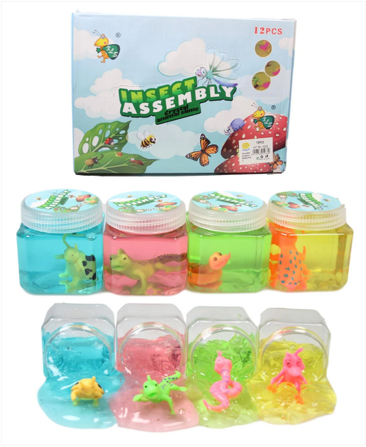 Childrens Slime Crystal Insect Animal Gooey Slime In Tub With Insects 4 Assorted Colours