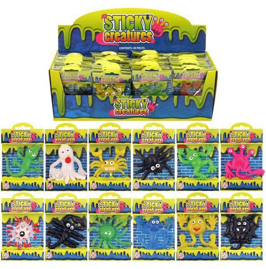 Childrens Sticky Creatures Splatter Toys Party Fun 12 Assorted Designs 9-11cm