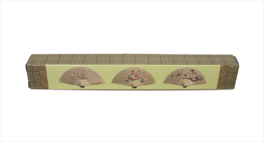 Chinese Fan Vintage Traditional Style Beige Wooden Chinese Fan 37cm