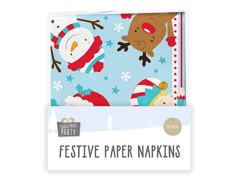Christmas 3 Ply Napkins - 20 Pack (With PDQ)