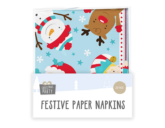 Christmas 3 Ply Napkins - 20 Pack (With PDQ)