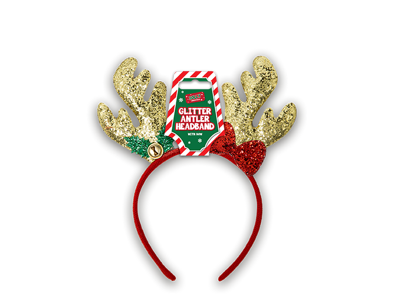 Christmas Glitter Antler with Bow Headband