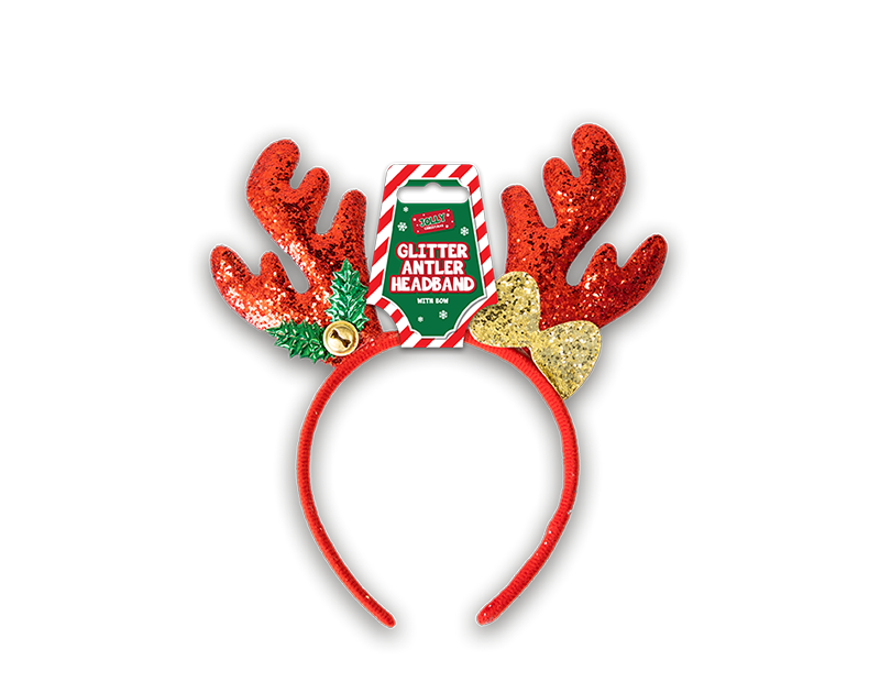 Christmas Glitter Antler with Bow Headband