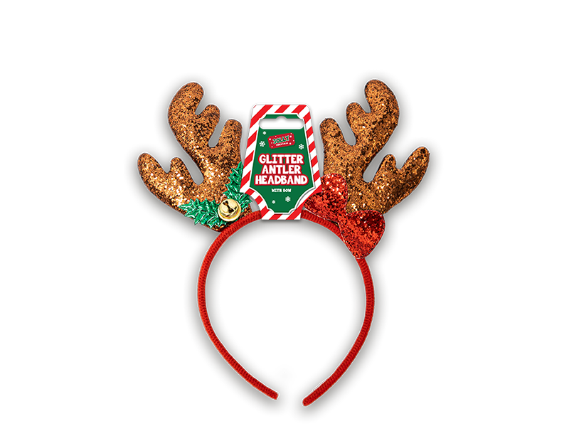 Christmas Glitter Antler with Bow Headband