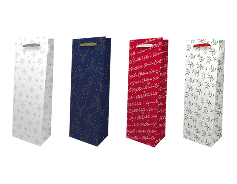 Christmas Luxury Foiled Bottle Bag