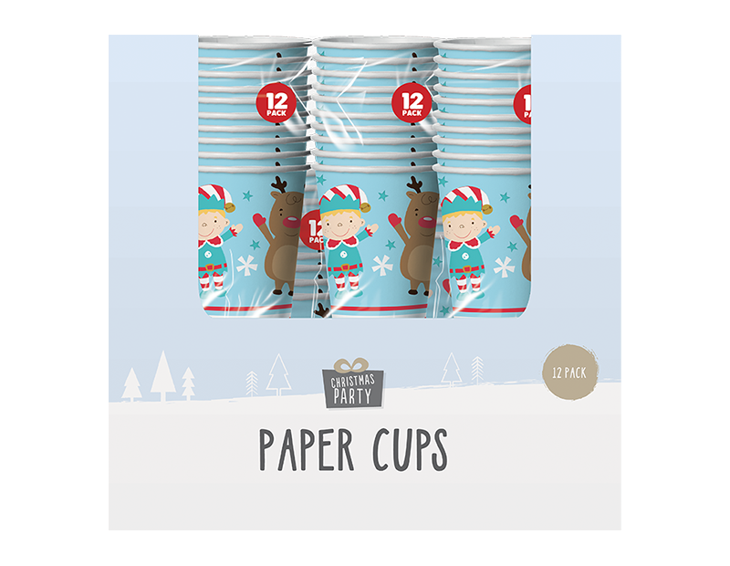 Christmas Paper Cups - 12 Pack (With PDQ)