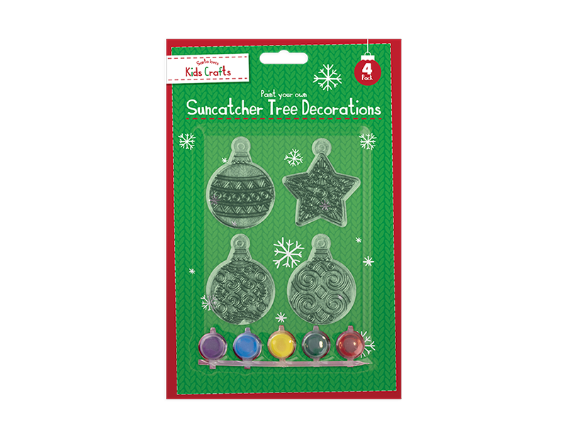 Christmas Suncatcher Tree Decorations with Paint 4pk