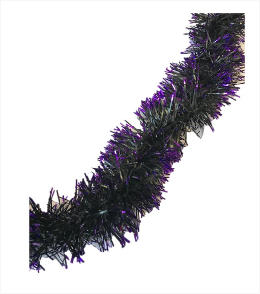 Christmas Tree Tinsel Garland Black with Purple 1.8M