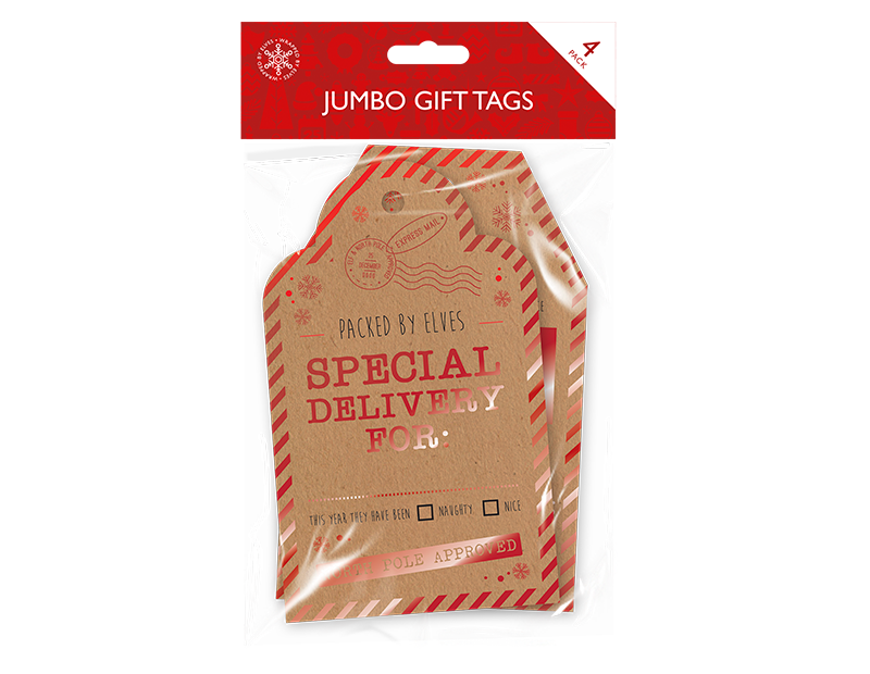 Christmas Jumbo Gift Tags - 4 Pack