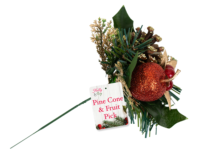 Christmas Pine Cone & Fruit Pick With PDQ